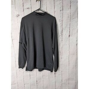 FootJoy Mock Neck Long Sleeve Shirt Mens L Large Golf Black Undershirt Embroider